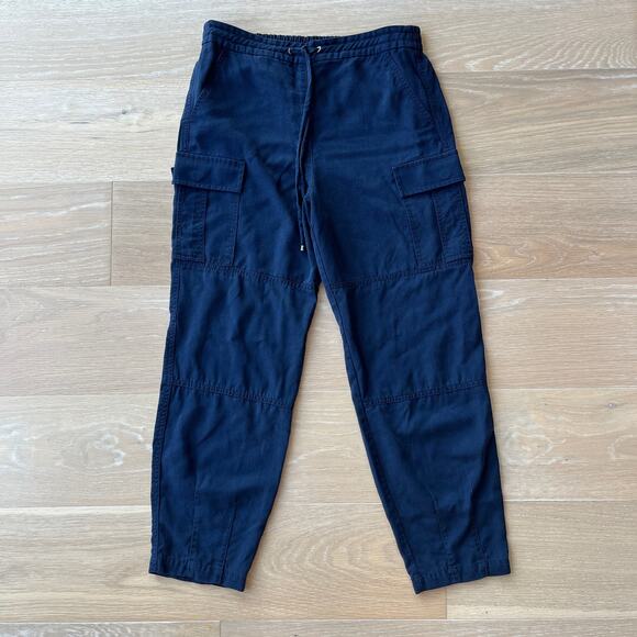 TRINA TURK Out of the Office Take A Break Cargo Indigo Navy Pants Small - Picture 1 of 3